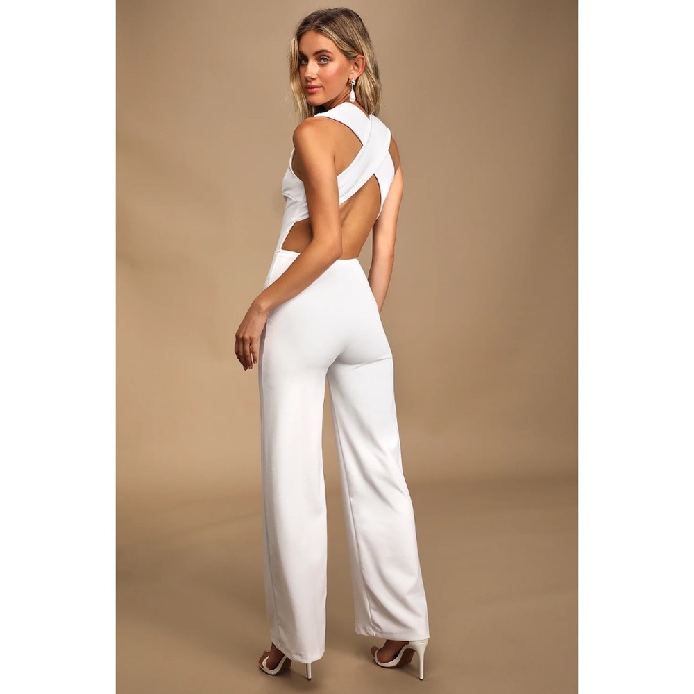 Thinking Out Loud White Backless Jumpsuit NWT